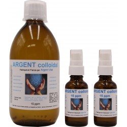 PACK 2 argent colloidal : 1 bouteille 500ml + 2 spray
