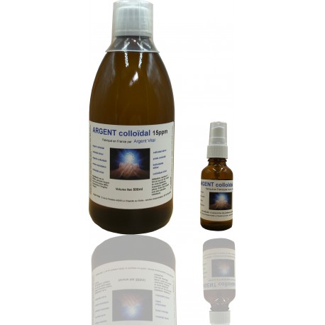  PACK 1 argent colloidal : 1 bouteille 500ml+ 1 spray 30 ml